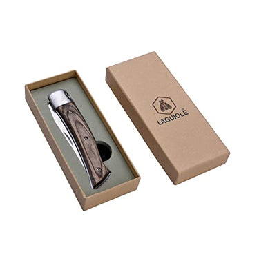 LAGUIOLE - Beige/hellbraunes rustikales Klappmesser - Edelstahl, Pakkaholz - Klappmesser für den täglichen Gebrauch - Geschenkbox - - im Sale